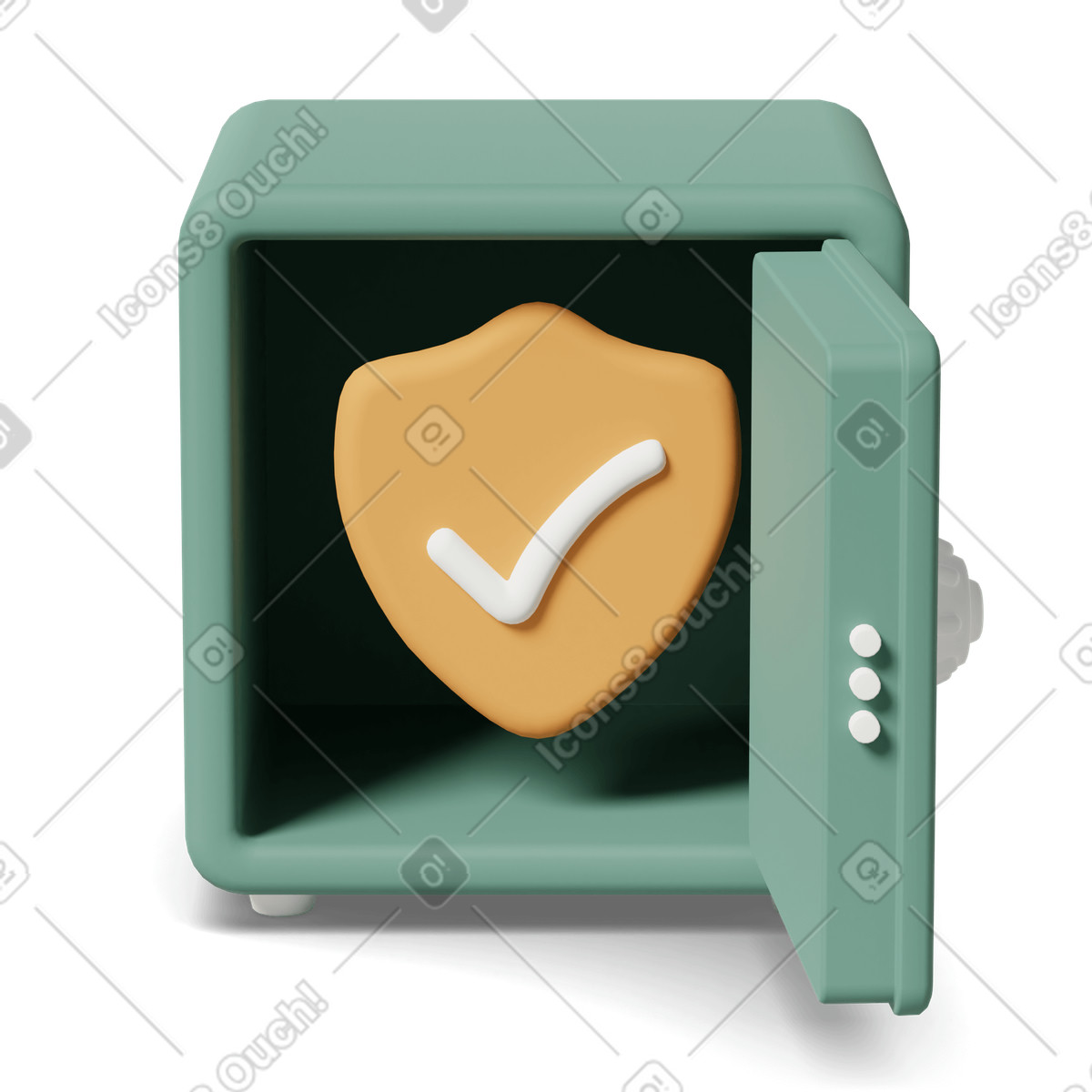 Sicher mit sicherheitsschild-Illustration im 3D Casual life-Stil als Download in PNG, SVG