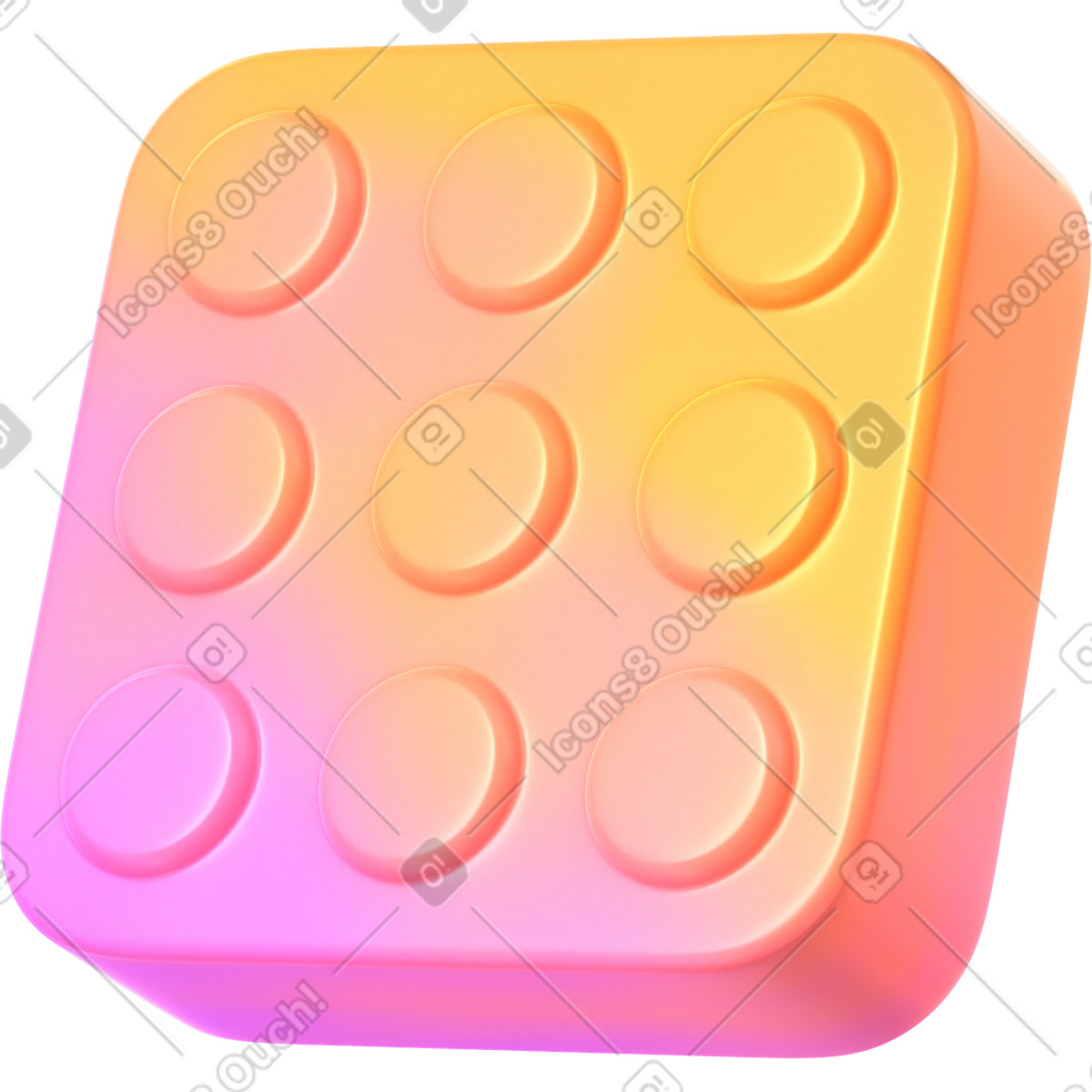 Ilustração de Quadrado gradiente com botões em no estilo 3D Glassy para baixar em PNG, SVG