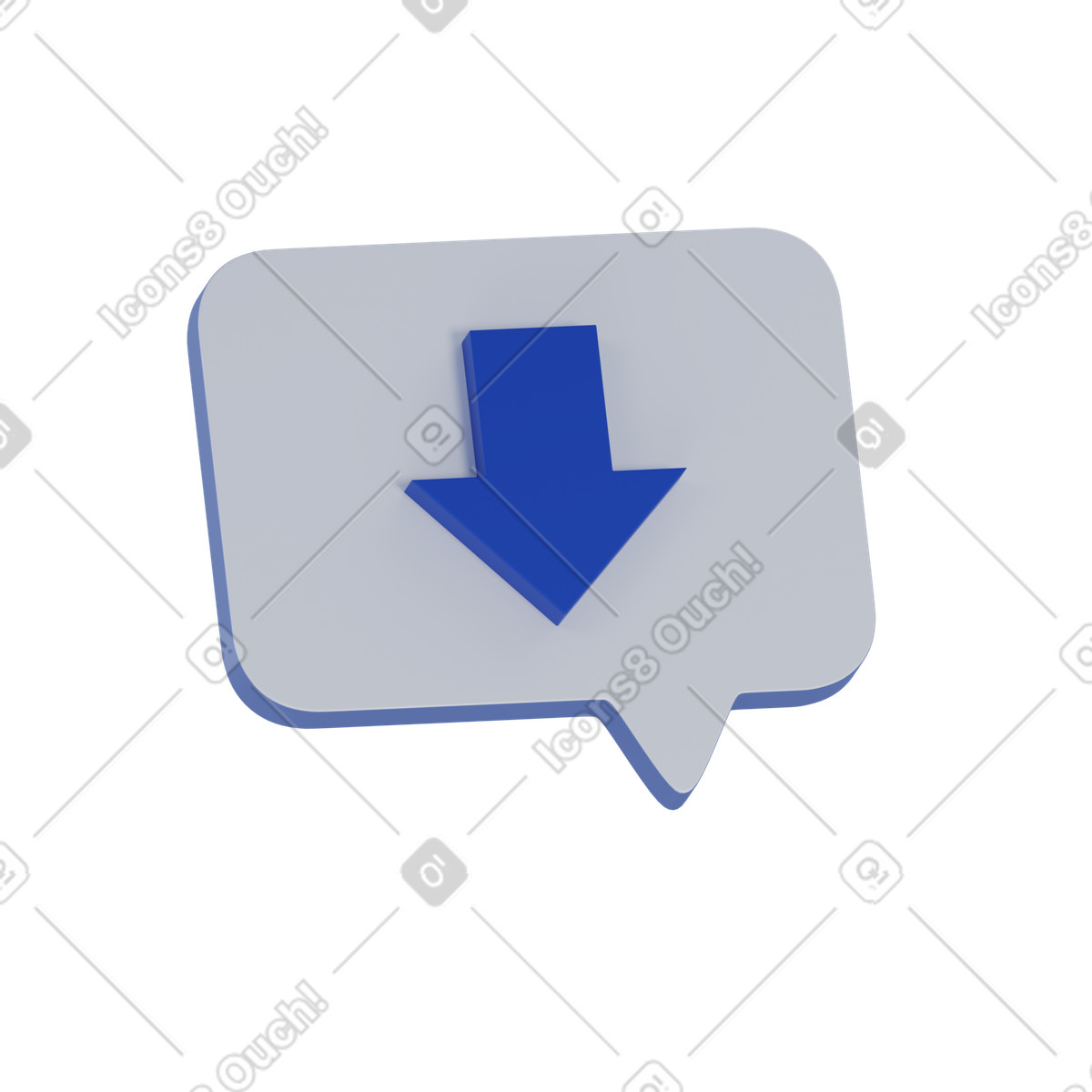 Bubble with download icon illustration in 3D Techny style in PNG, SVG