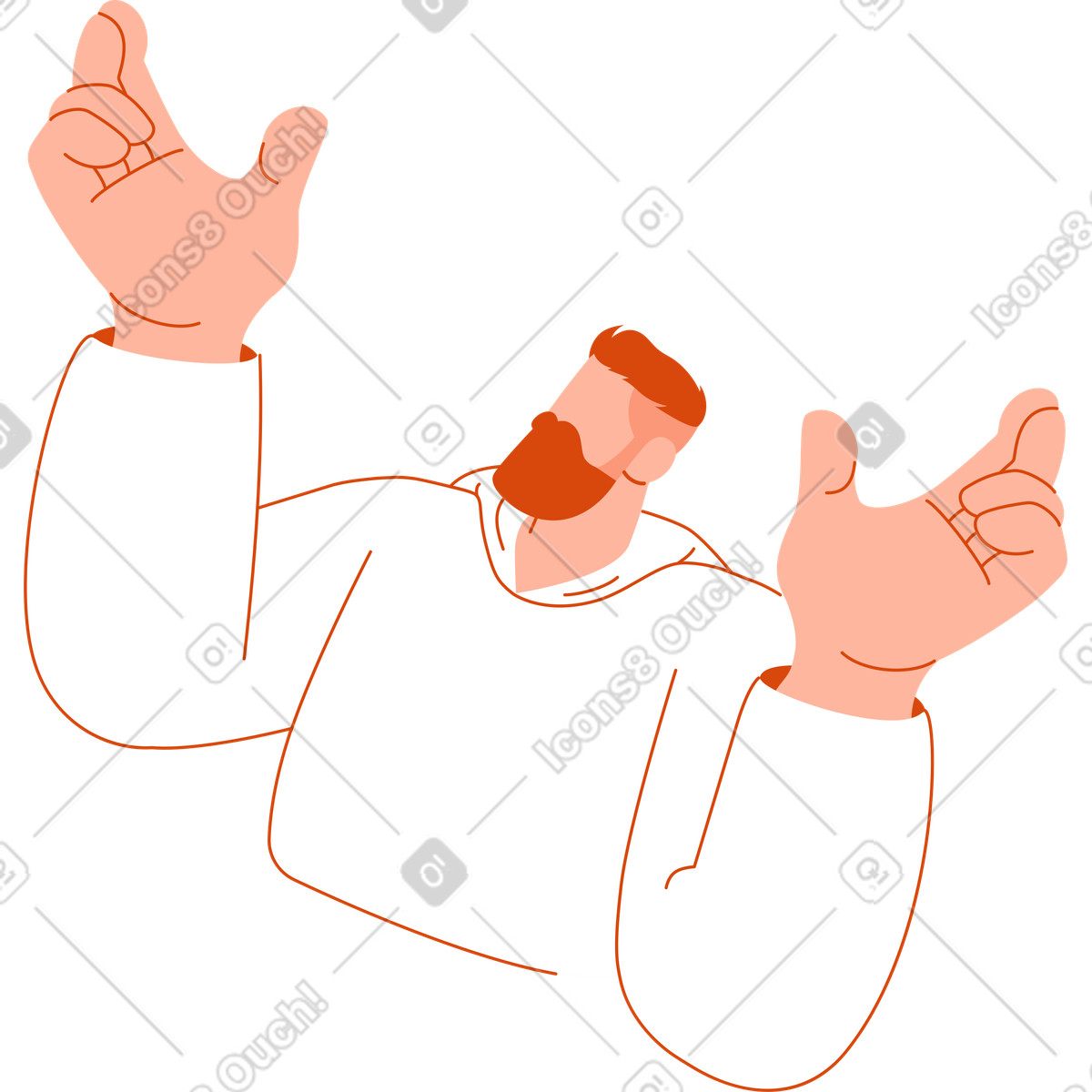 Ilustración Parte superior del cuerpo hombre en una sudadera con capucha las manos levantadas estilo Orange a descargar PNG y SVG