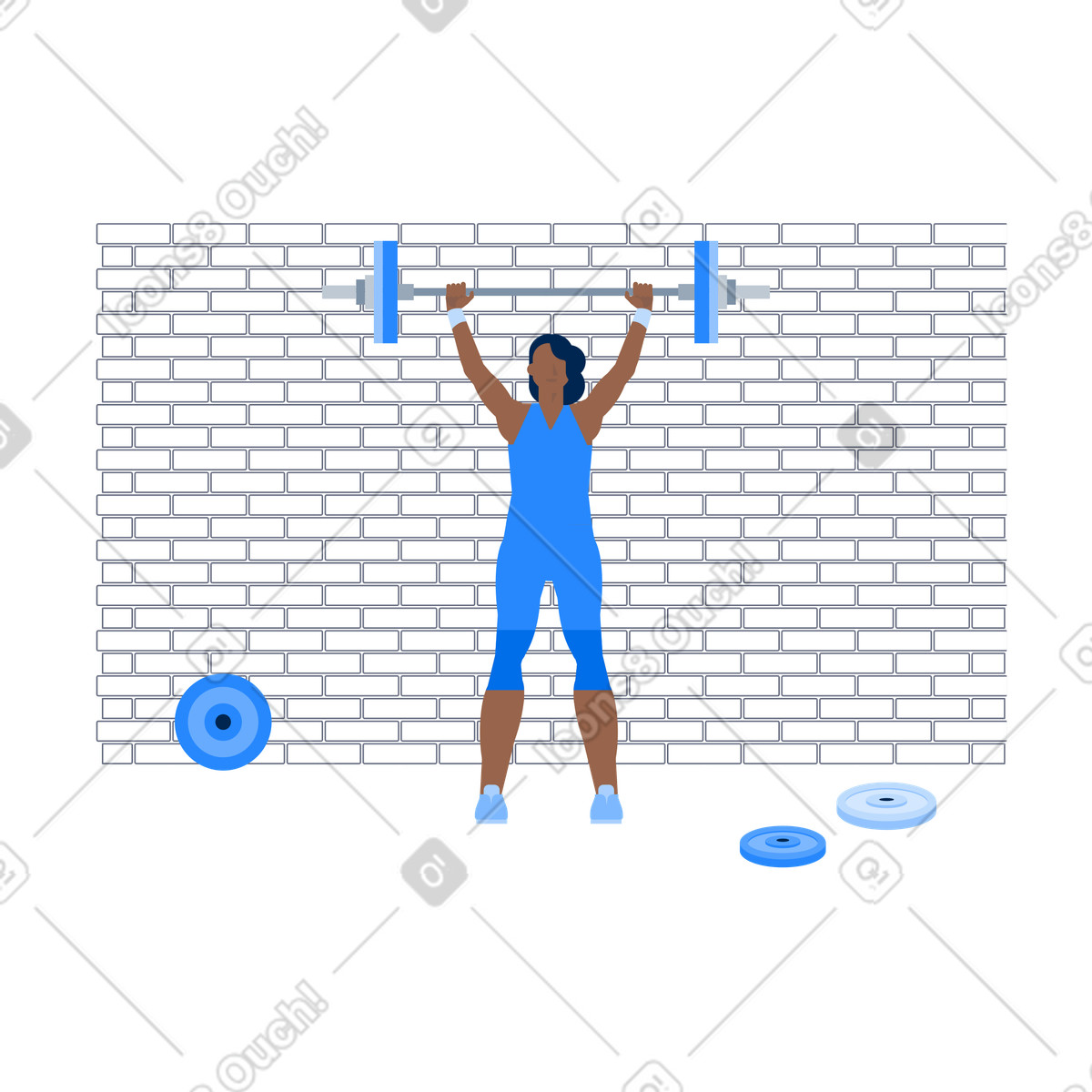 Athlete lifting barbell overhead in gym, Strength training and fitness motivation-Illustration im Urban-Stil als Download PNG, SVG