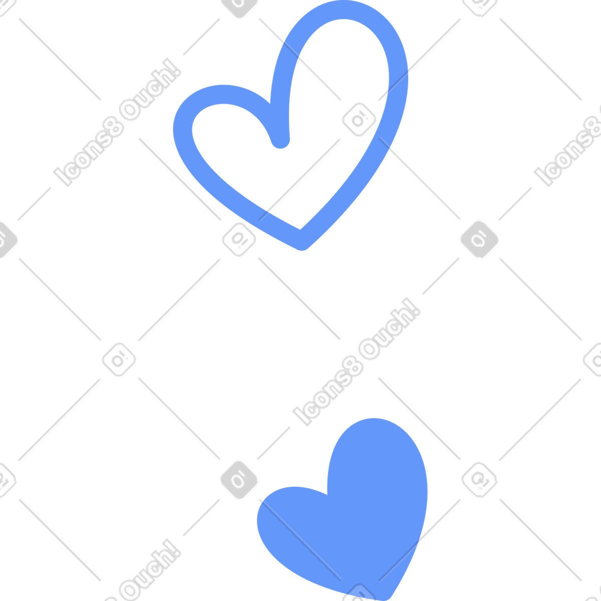 Ilustración Dos corazones en estilo Plain a descargar en PNG y SVG
