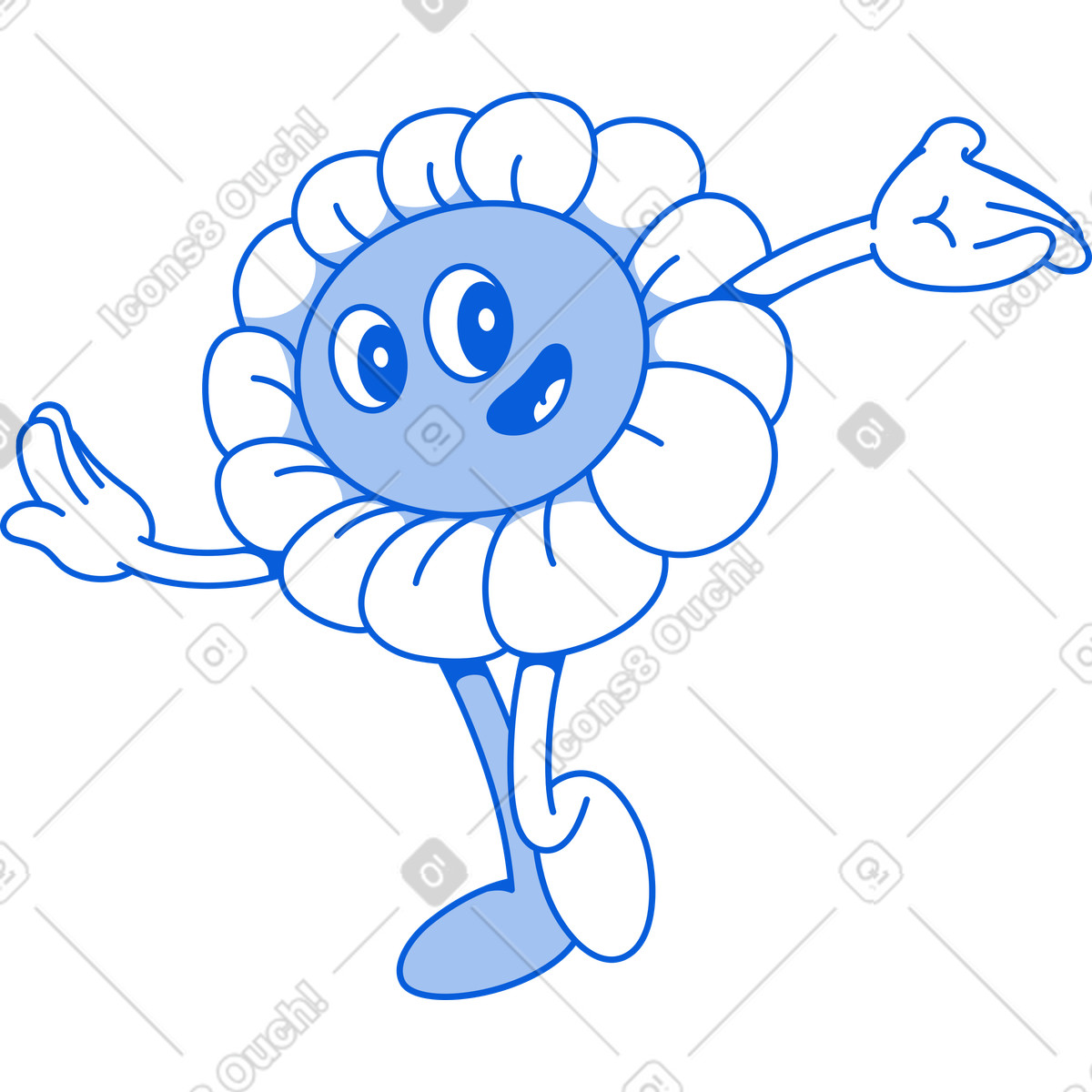 Ilustración Flores extendiendo los brazos en estilo Handy Line a descargar en PNG y SVG