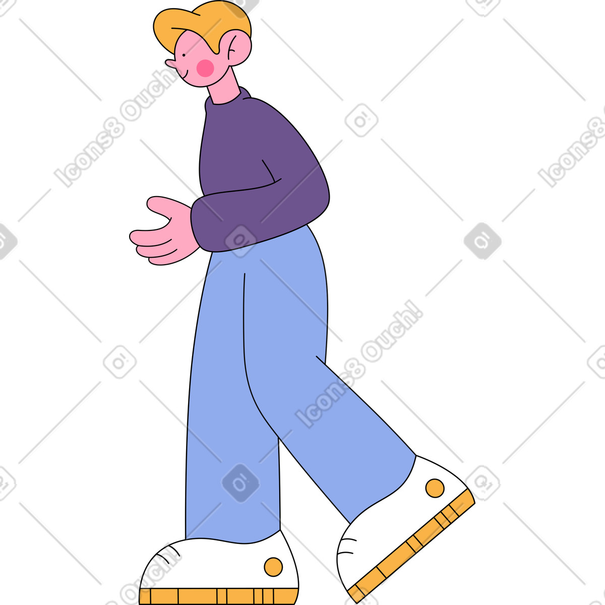 Mann mit gebeugtem arm-Illustration im Bloom-Stil als Download in PNG, SVG
