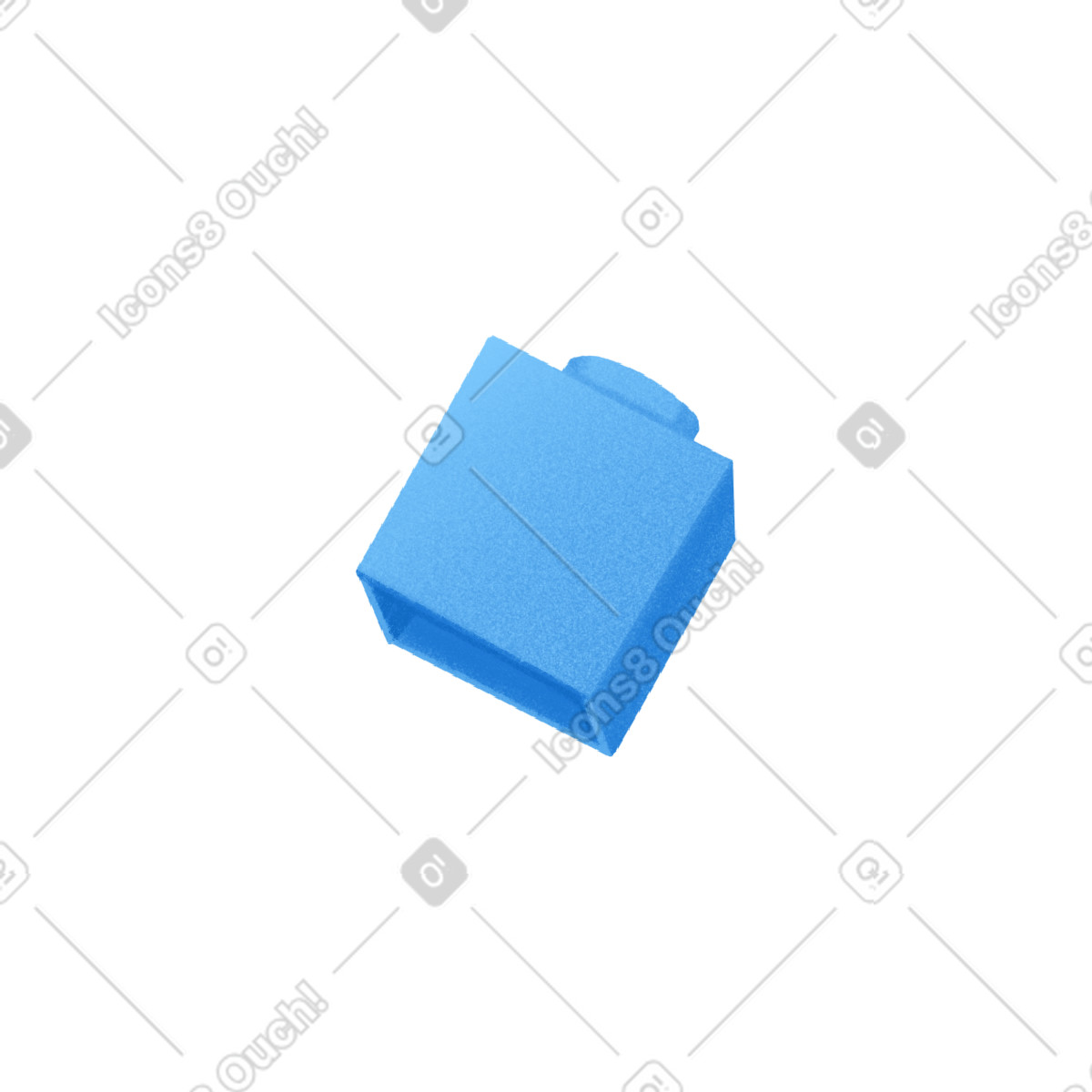 Blue lego brick in perspective illustration Gleam style download PNG, SVG