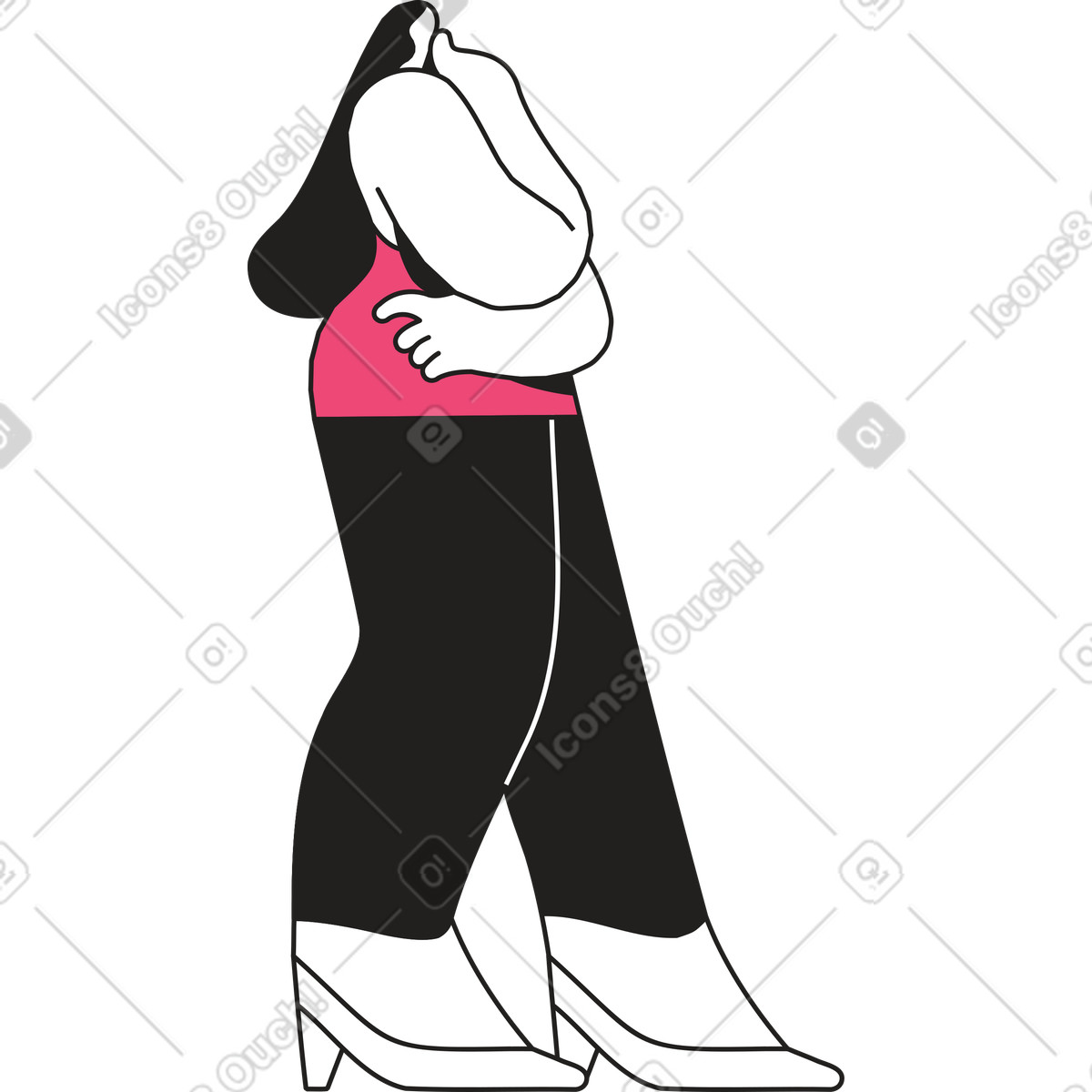 Ilustración Mujer caminando y pensando en estilo Dazzle Line a descargar en PNG SVG