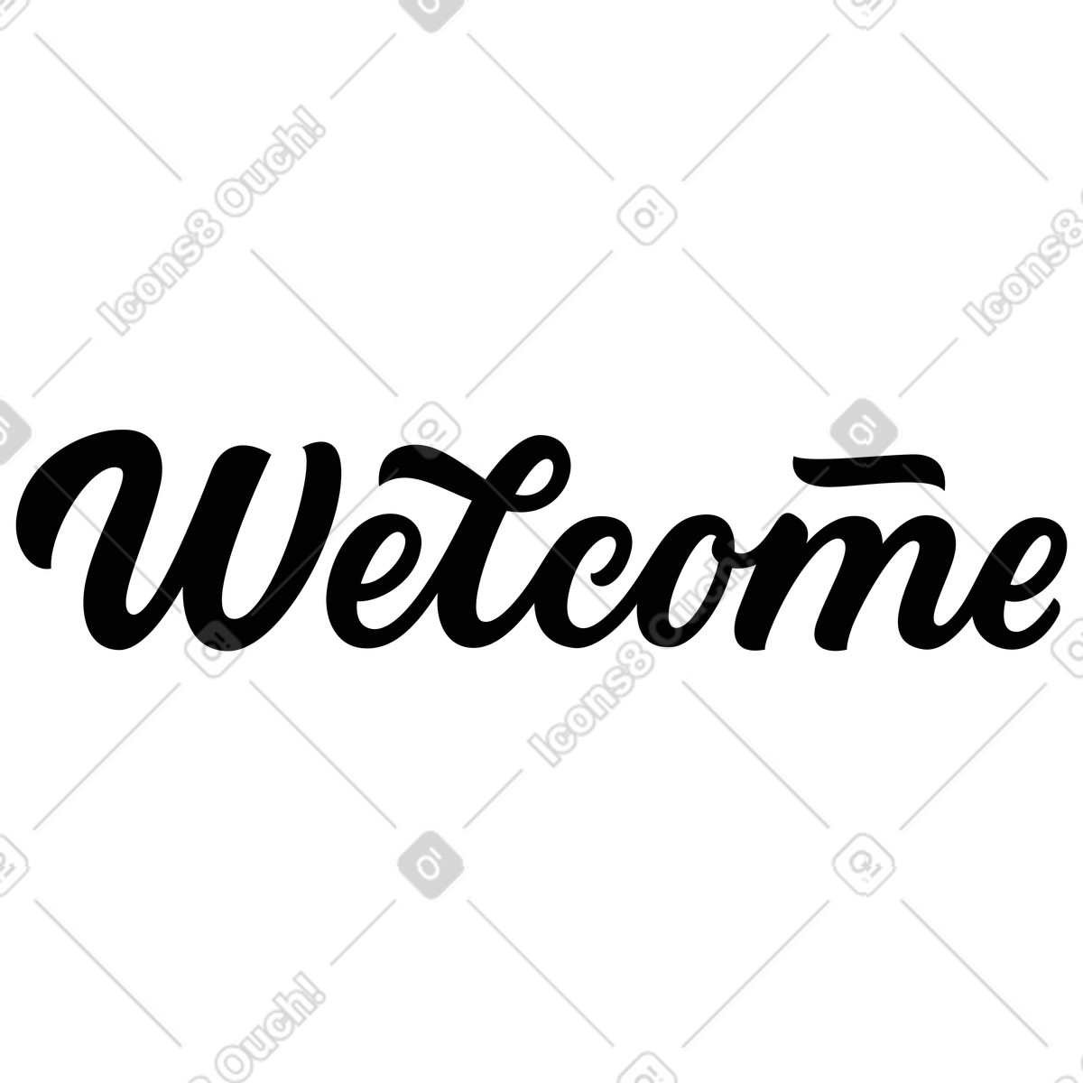Lettering welcome black calligraphic text illustration cartoon clipart SVG graphics