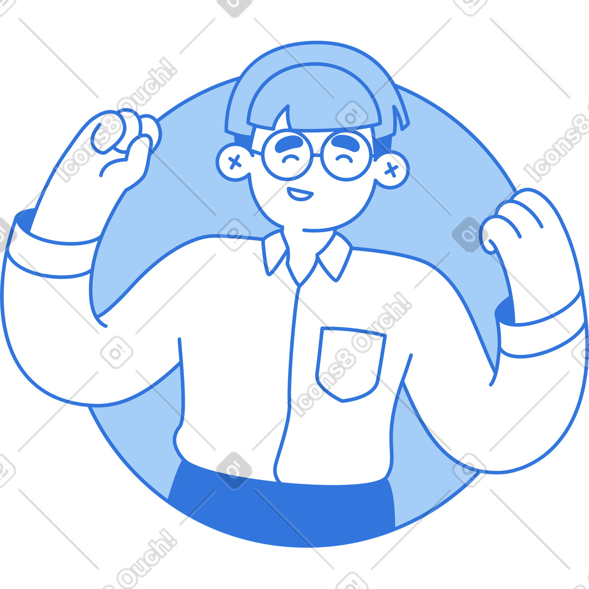 Ilustración Hombre feliz en circulo estilo Sky a descargar PNG y SVG