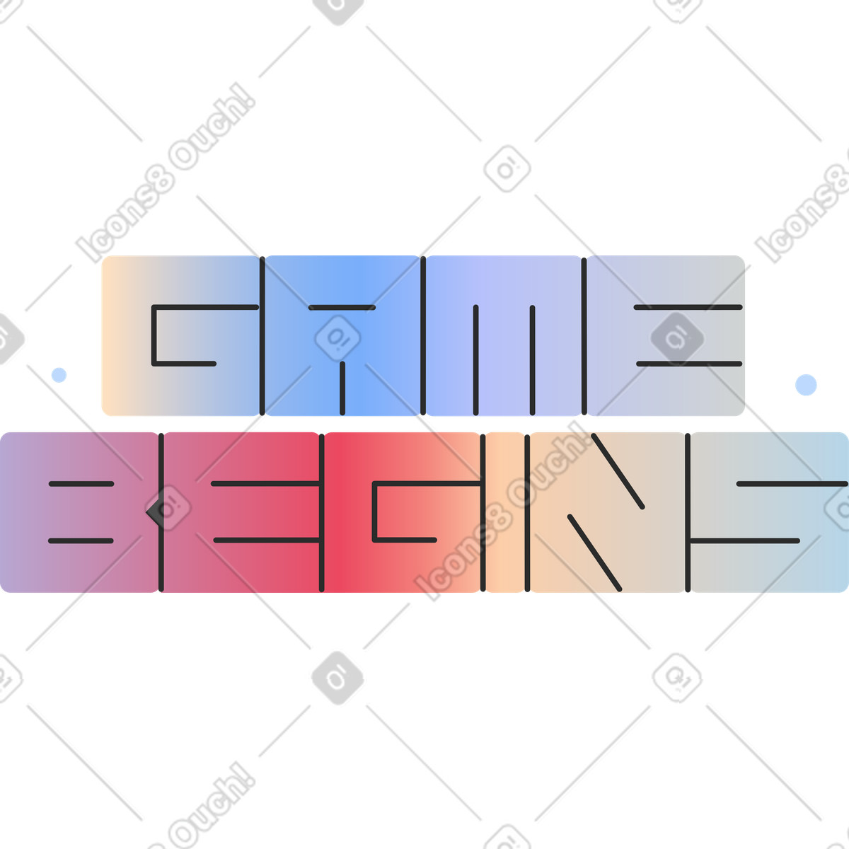 Illustration Lettering game begins dans le style Marginalia à télécharger aux formats PNG, SVG