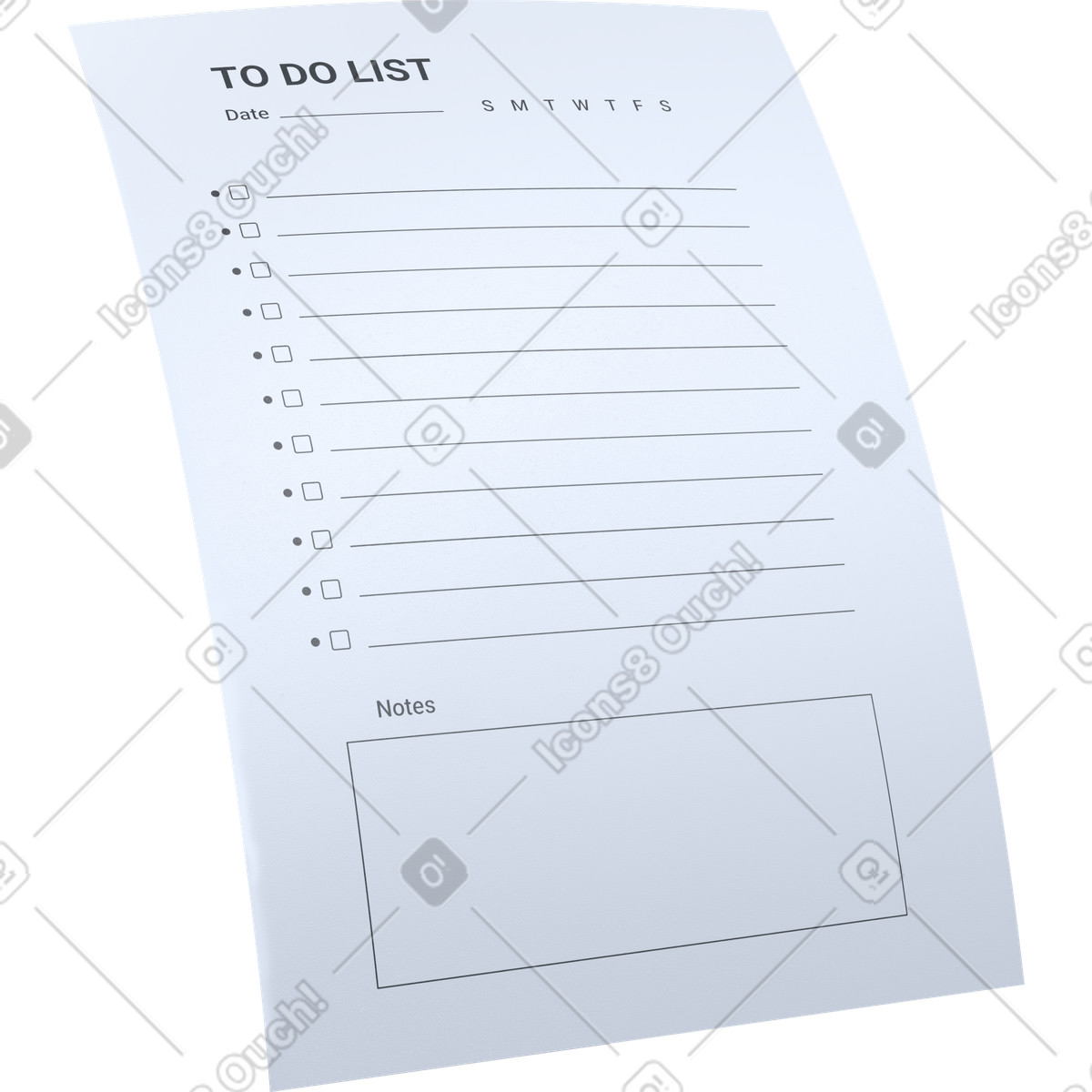 To do list template, task management planner, daily productivity checklist illustration in 3D Pro style download in PNG, SVG