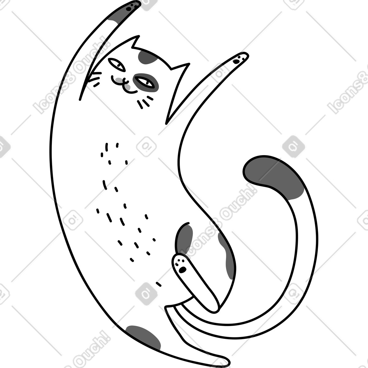 Happy cat illustration in Purr style download in PNG, SVG