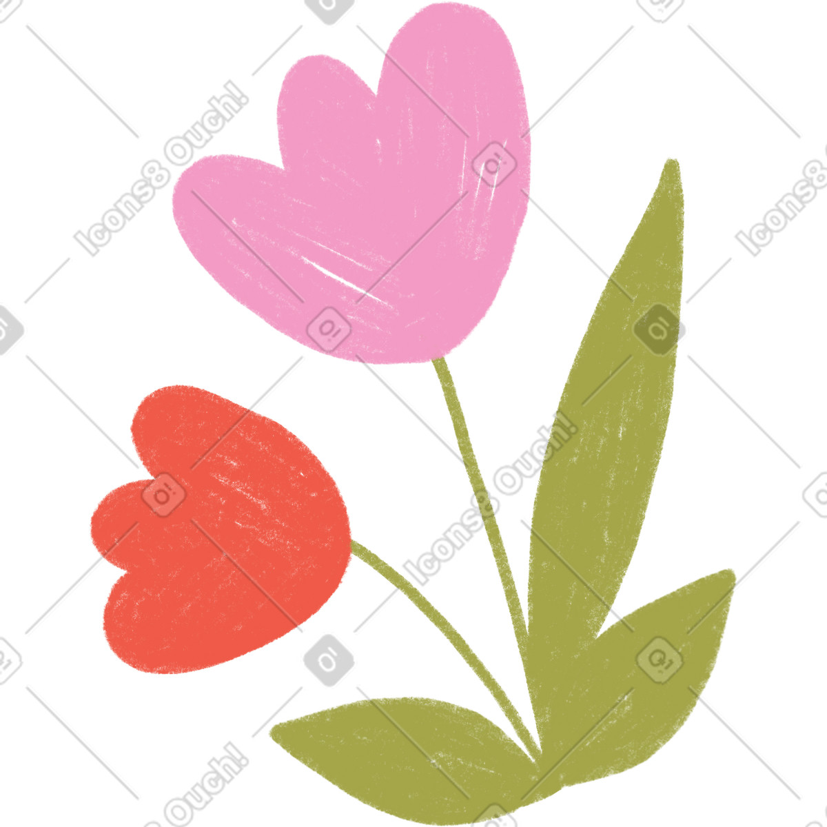 Ilustração de Pink and red tulips em no estilo Tutti para baixar em PNG, SVG