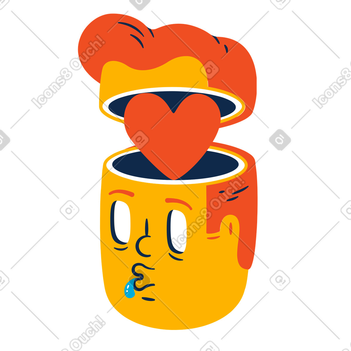 Man in love having a crush on someone illustration Flame style download PNG, SVG