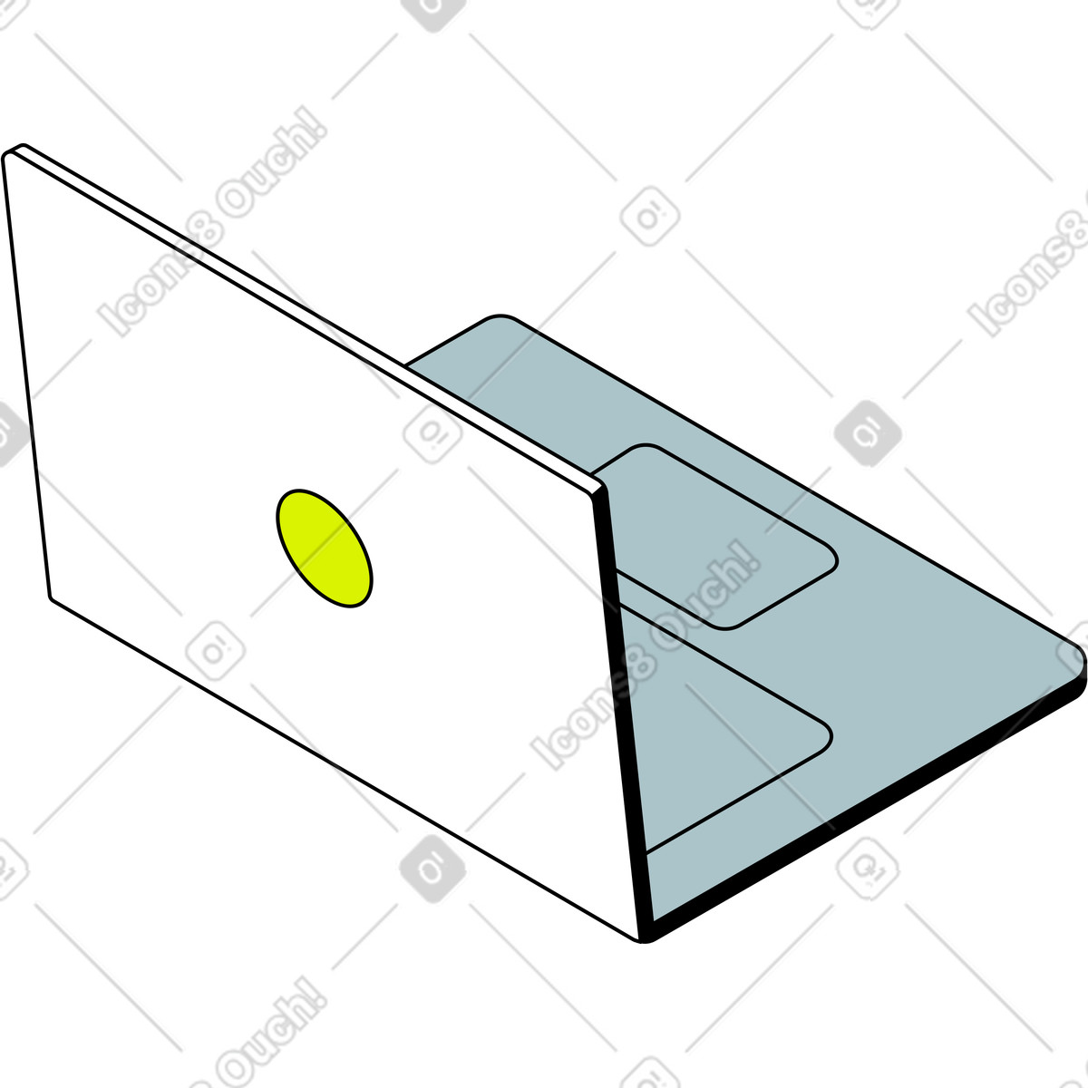 下载 Isometric 风格的 打开笔记本电脑，盖子向前 插画，支持 PNG、SVG 格式
