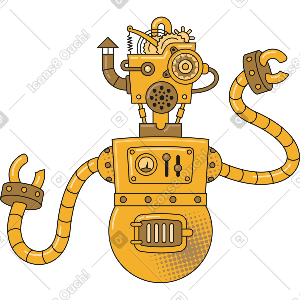 Ilustração de Robot with long arms em no estilo Rubber para baixar em PNG, SVG
