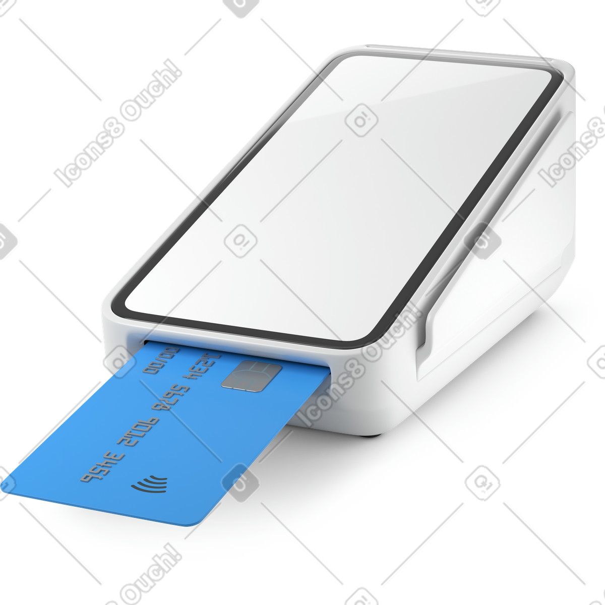 Credit card terminal with illustration in 3D Business style download in PNG, SVG