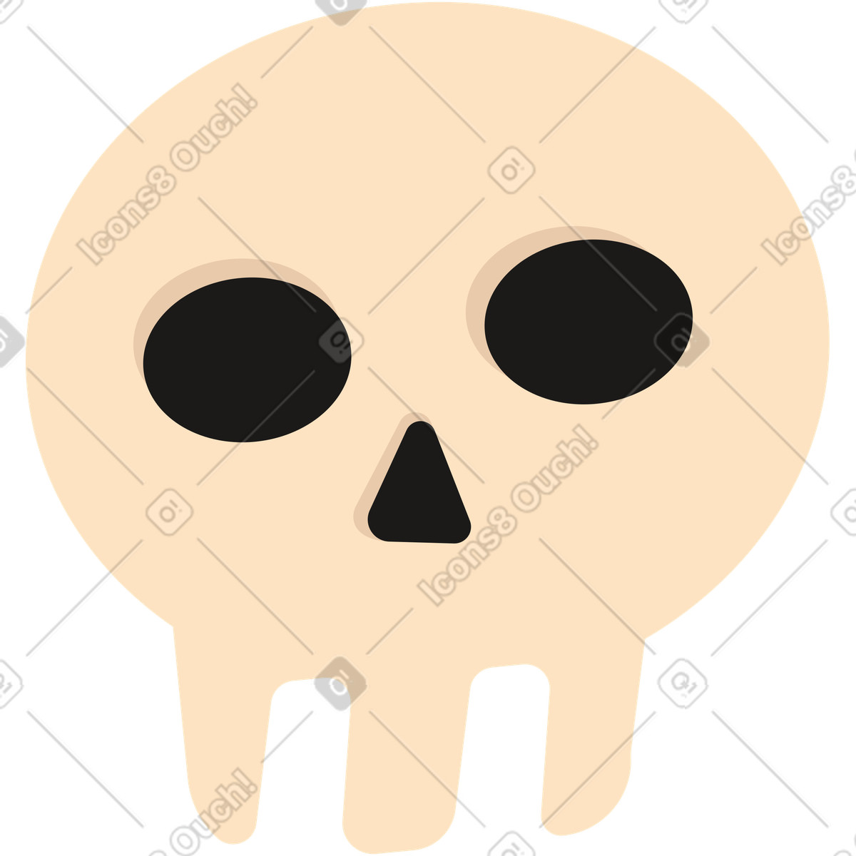 Ilustração de Caveira branca em no estilo Dizzy para baixar em PNG, SVG