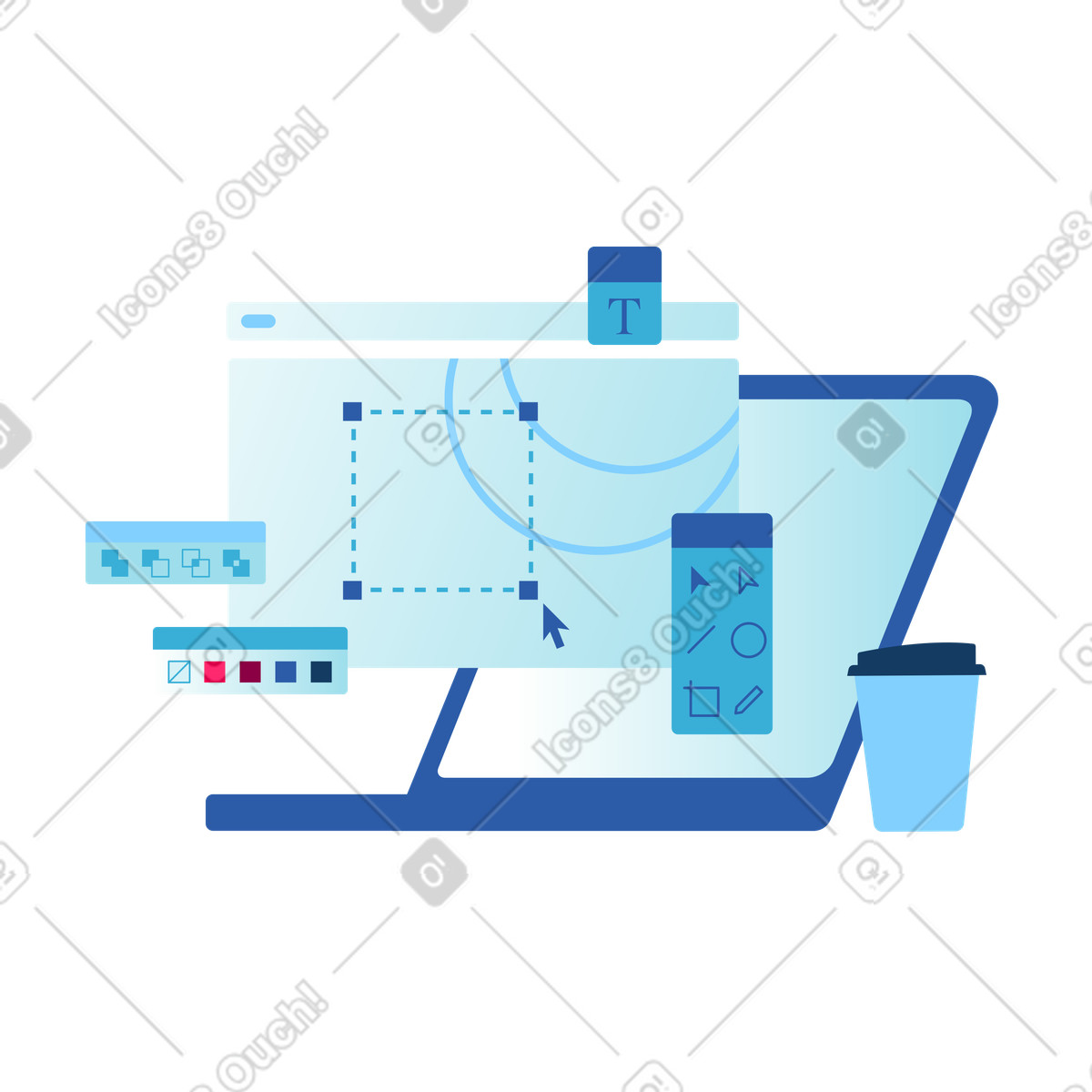 Ilustração de Interface software design no laptop em estilo Daily para baixar em PNG, SVG