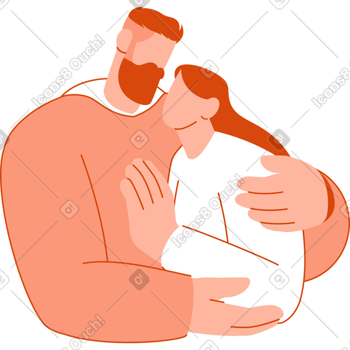 Couple of lovers illustration in Orange style download in PNG, SVG