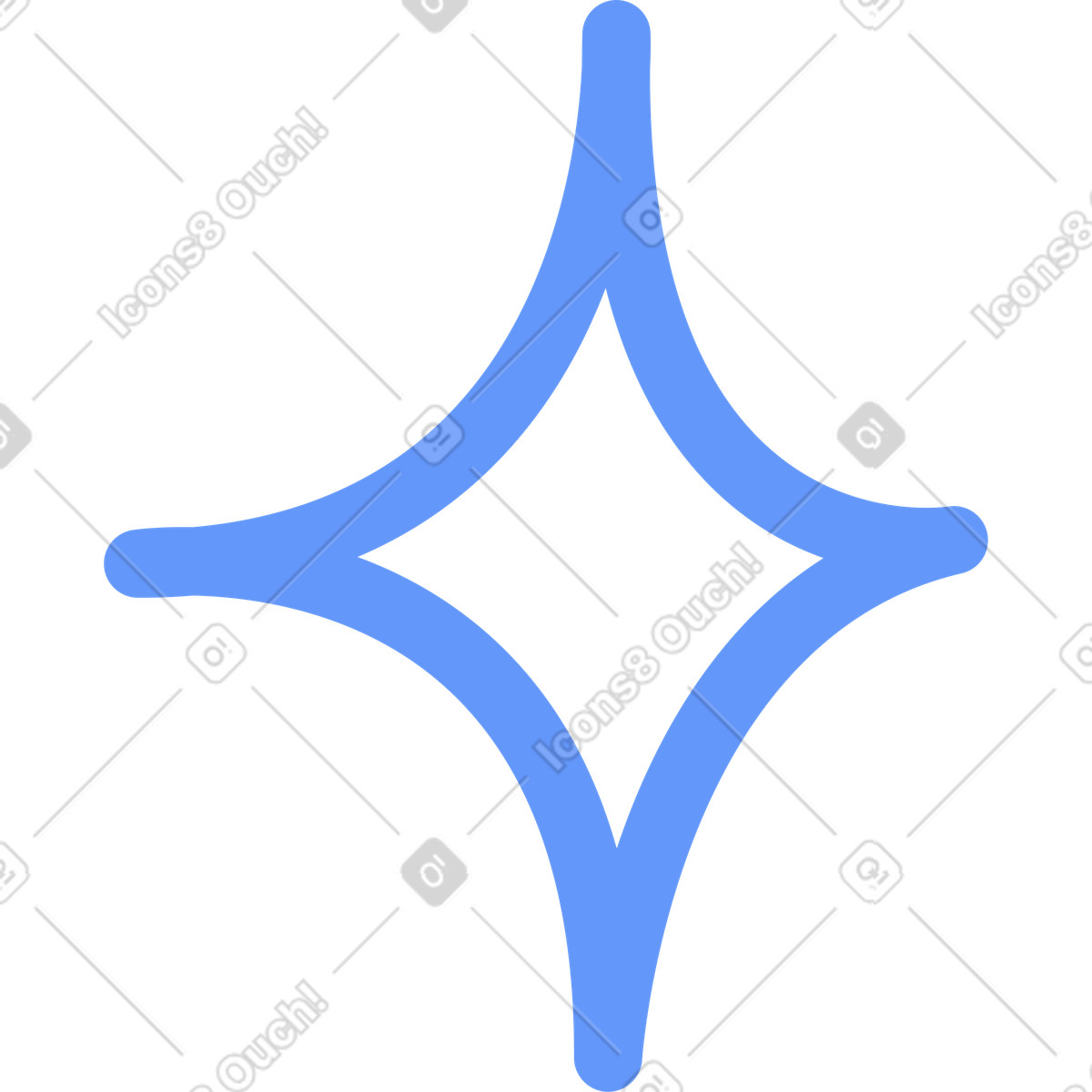 Blue bold star line illustration in Plain style download in PNG, SVG
