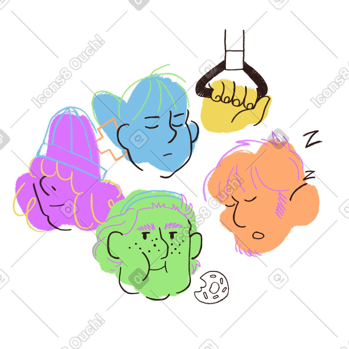Ilustração de Pessoas viajando em metrô lotado no estilo Blobby para baixar PNG, SVG