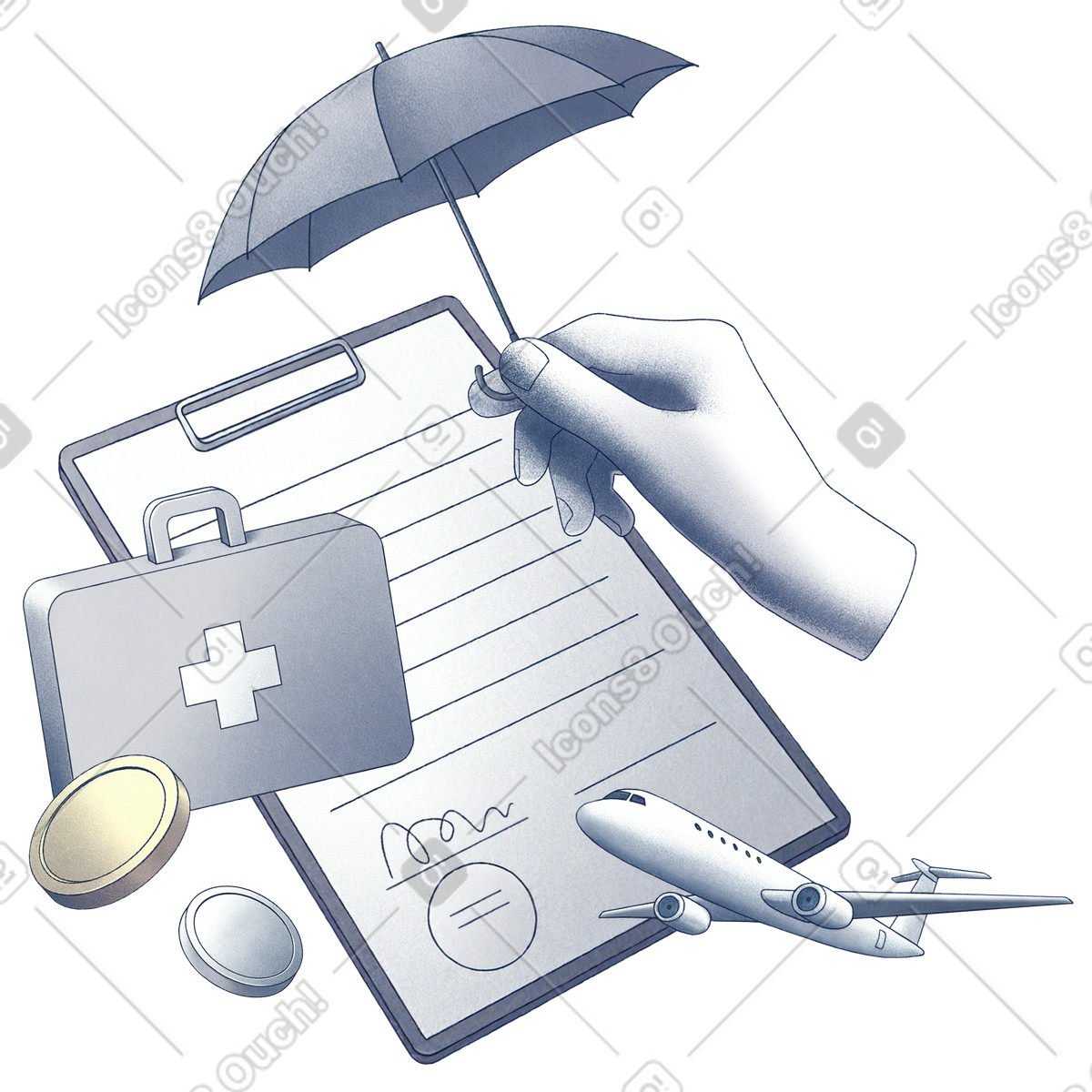 Travel insurance policy for safe journey-Illustration im Haze-Stil als Download in PNG, SVG