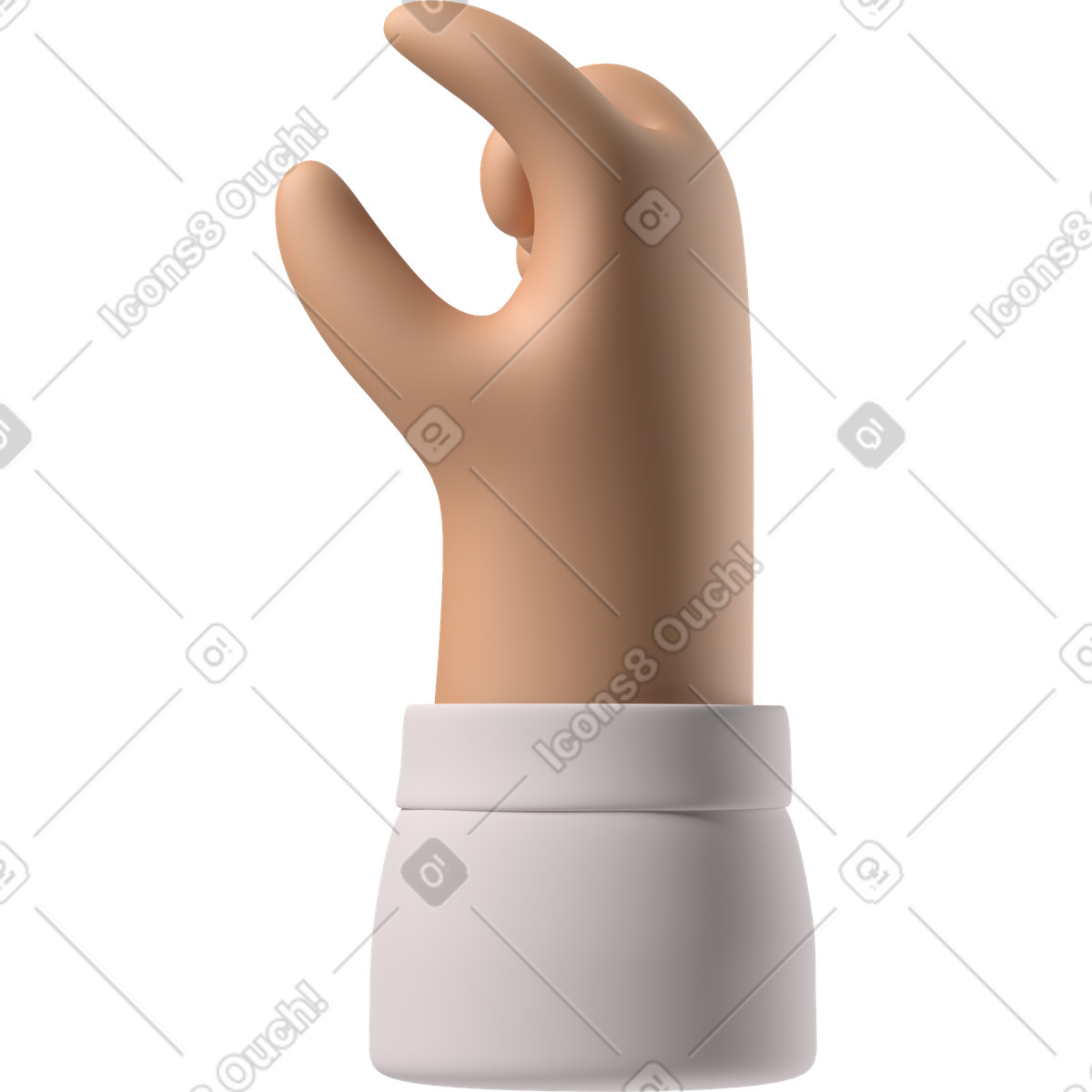 下载 3D Hands Fun&Wild 风格的 晒黑的皮肤捏手 插画，支持 PNG、SVG 格式