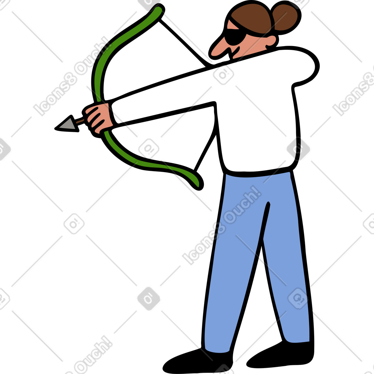 Illustration Femme tirant avec un arc dans le style Comic à télécharger aux formats PNG, SVG