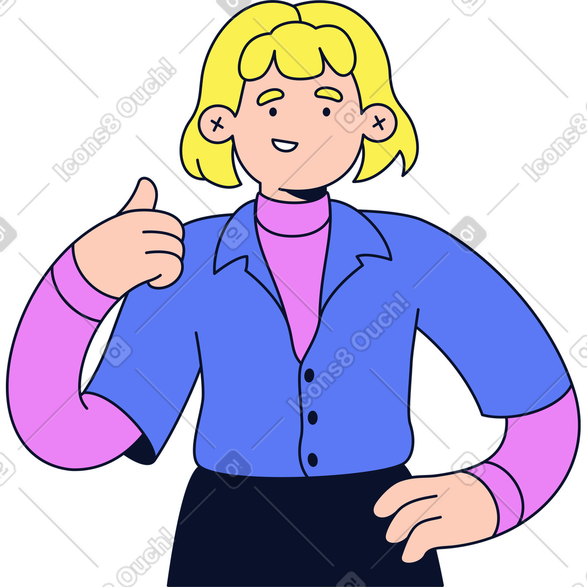 下载 Flexy 风格的 妇女出现拇指 插画，支持 PNG、SVG 格式