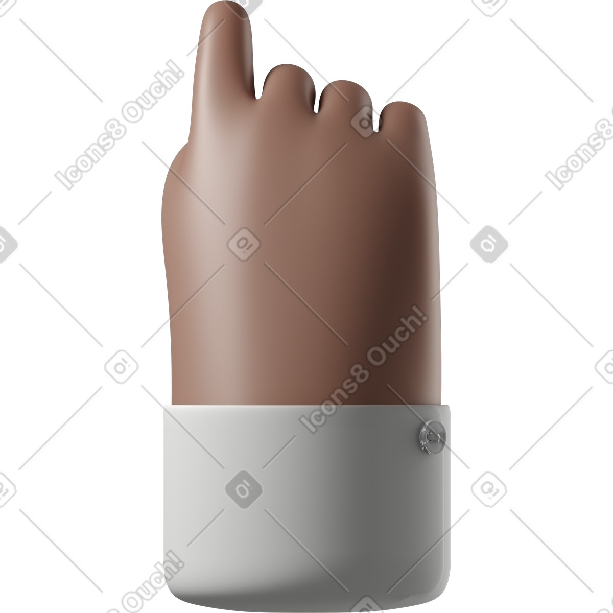 3D Hands Fun&Wild スタイルの Back view of brown skin hand pointing up のイラストをPNG、SVG形式でダウンロード