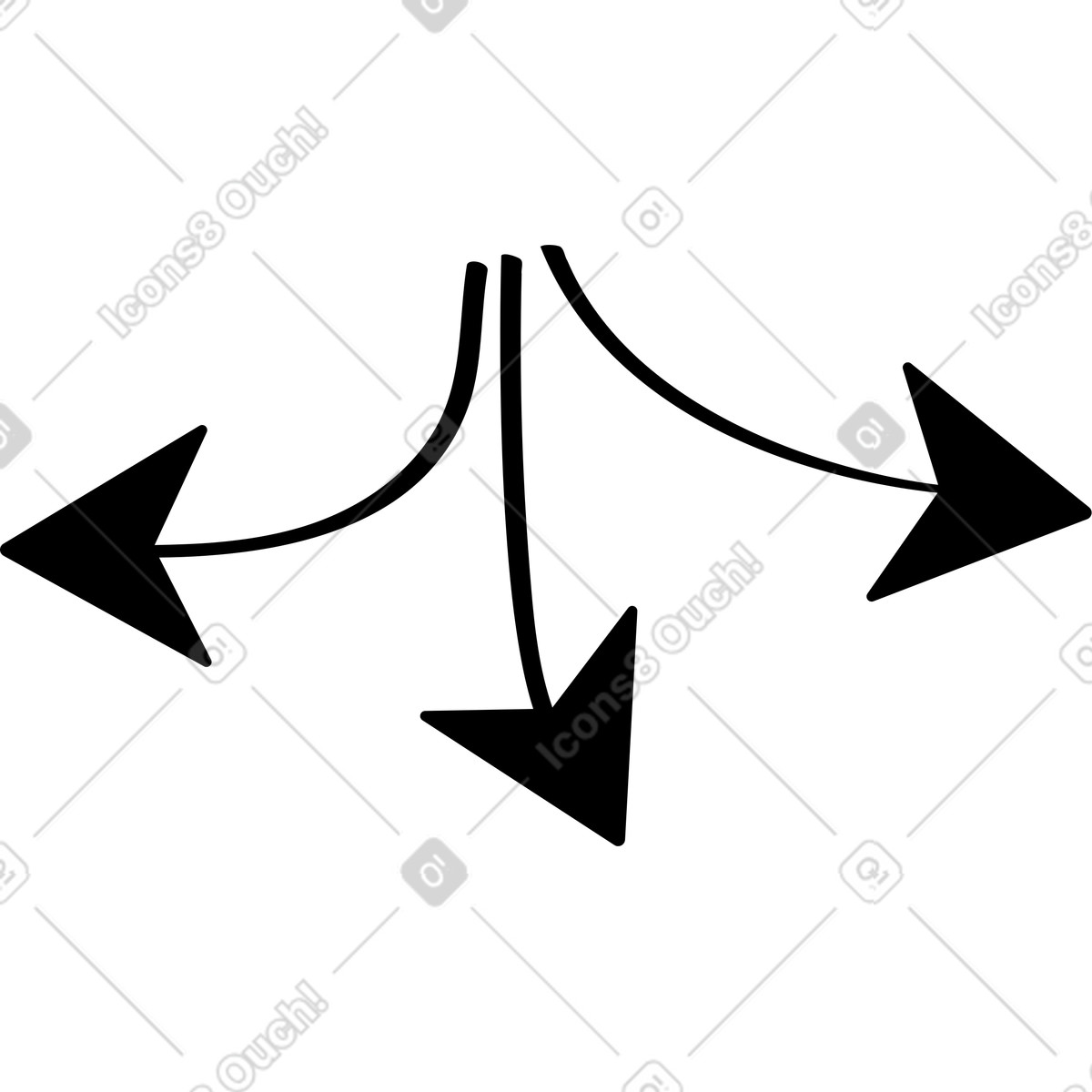 Twirl スタイルの 黒い三本の矢 のイラストをPNG、SVG形式でダウンロード