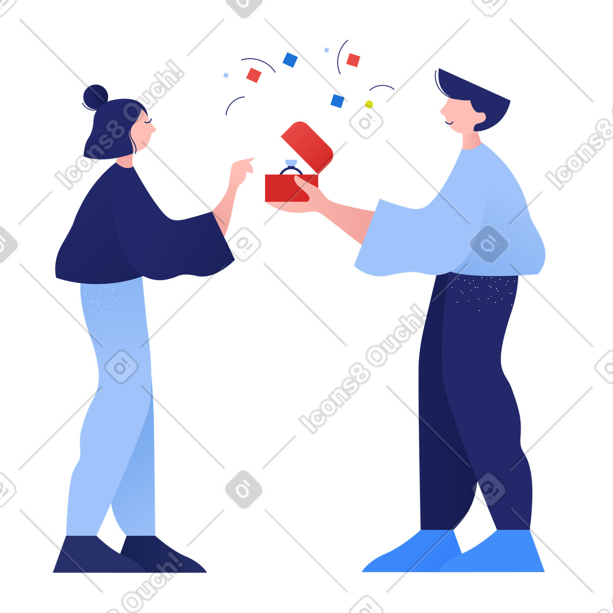Ilustração de Homem propõe casamento a mulher em no estilo Clip para baixar em PNG, SVG