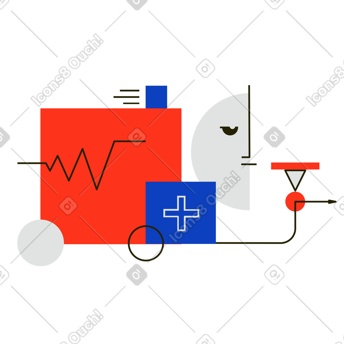 下载 Geom 风格的 救护车 插画，支持 PNG、SVG 格式
