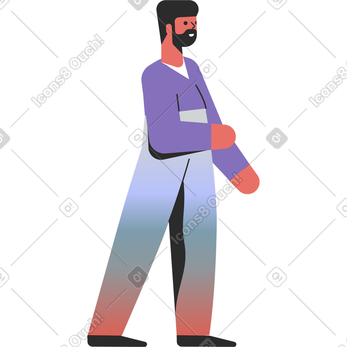 Ilustración Hombre en estilo Marginalia a descargar en PNG y SVG