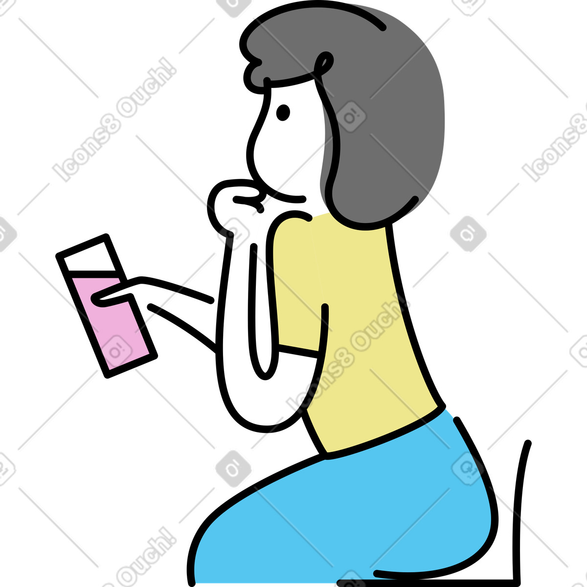 Ilustración Mujer con un vaso en estilo Mochi a descargar en PNG y SVG