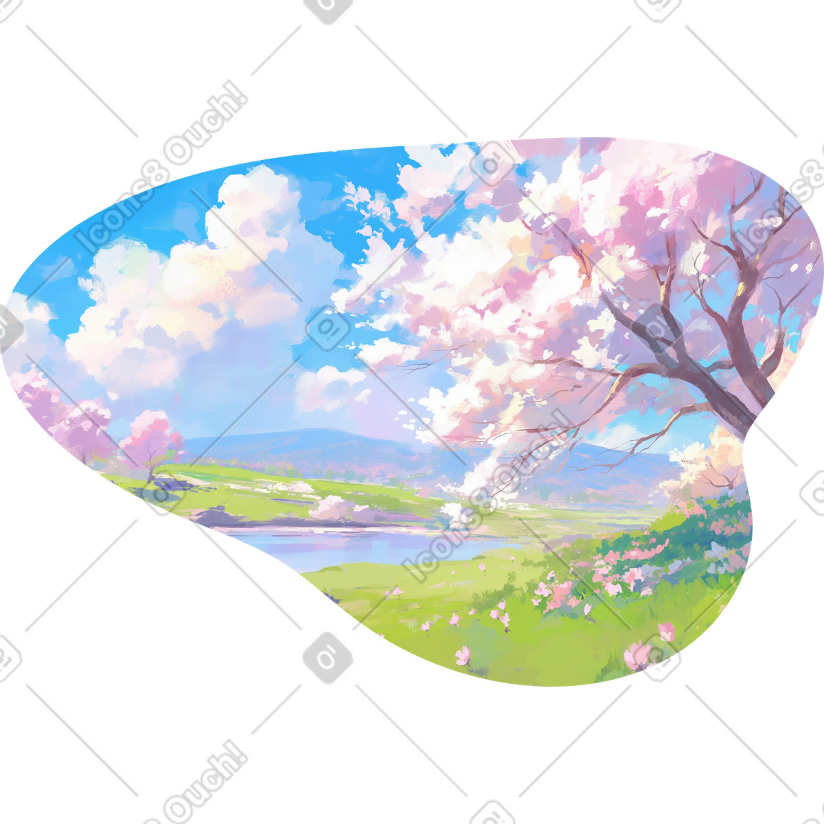 Ilustración Fondo de primavera con sakura en estilo Scenes a descargar en PNG y SVG