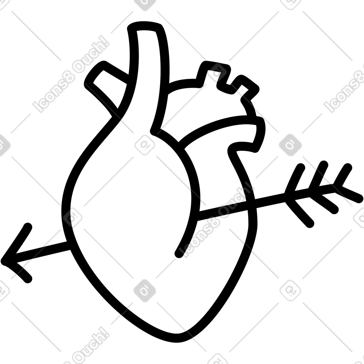 Rocky スタイルの 矢印の付いた心 のイラストをPNG、SVG形式でダウンロード