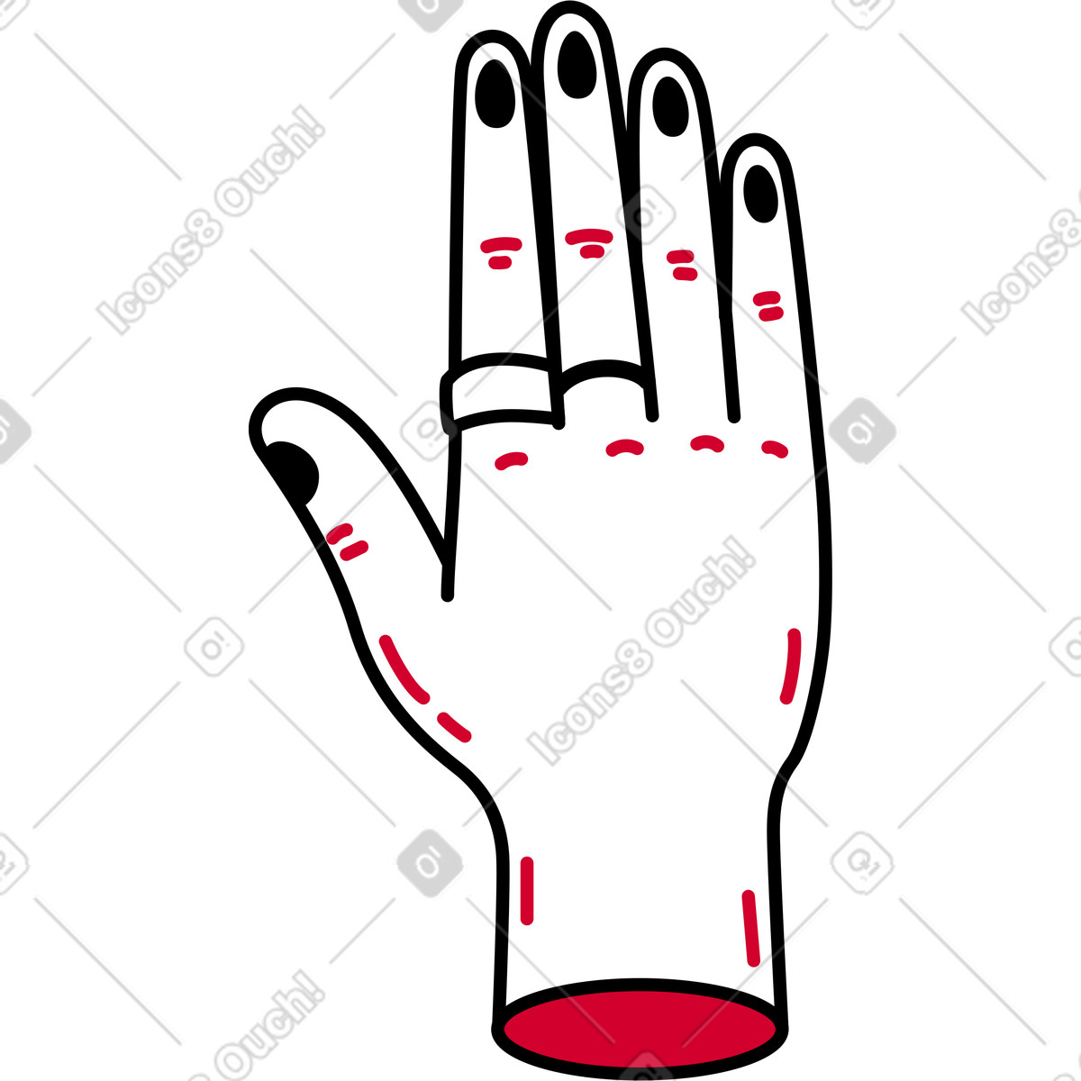 Hand with four fingers up illustration in Ruby style download in PNG, SVG
