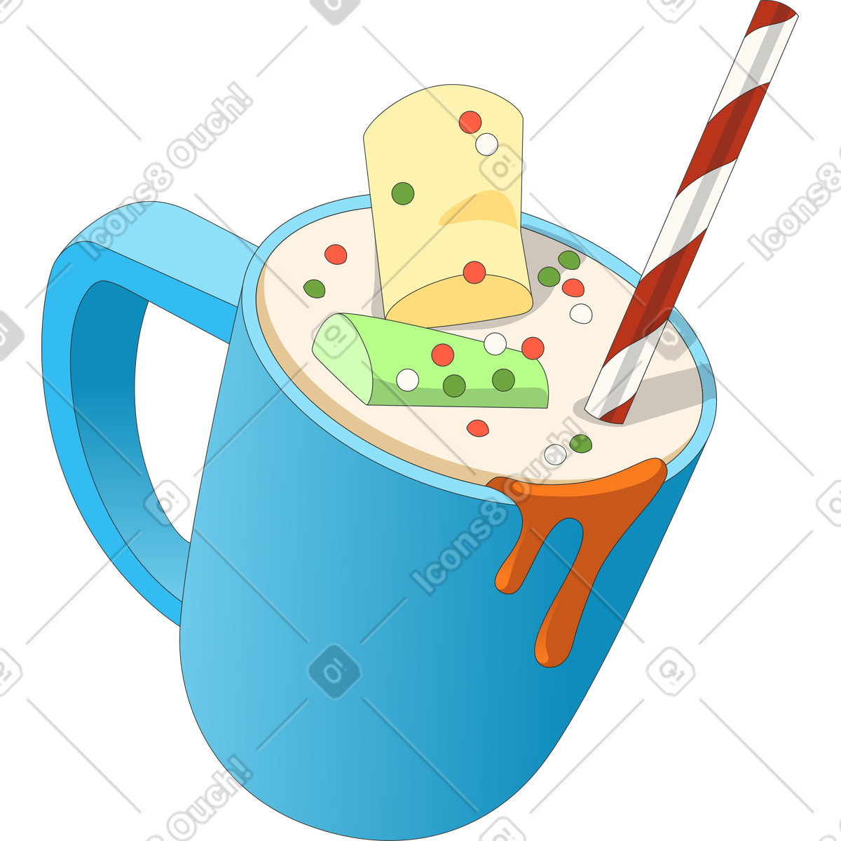 Ilustración Taza con chocolate caliente en estilo Kit a descargar en PNG y SVG