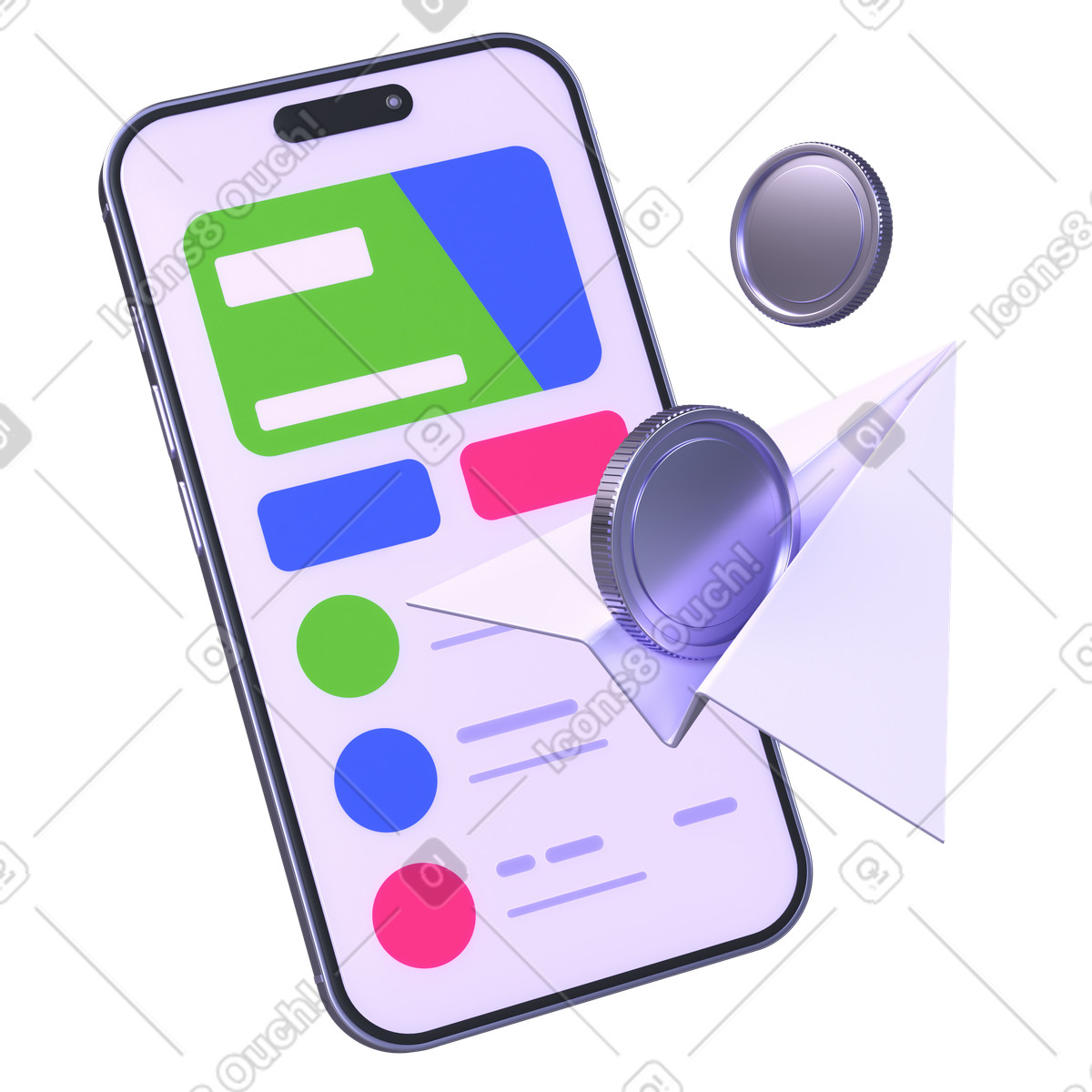 Colorful financial app interface, In-app money transfer and payment, online finance and E-wallet illustration in PNG, SVG