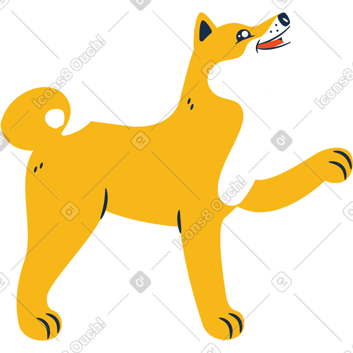 Illustration Doge heureux dans le style Flame à télécharger aux formats PNG, SVG