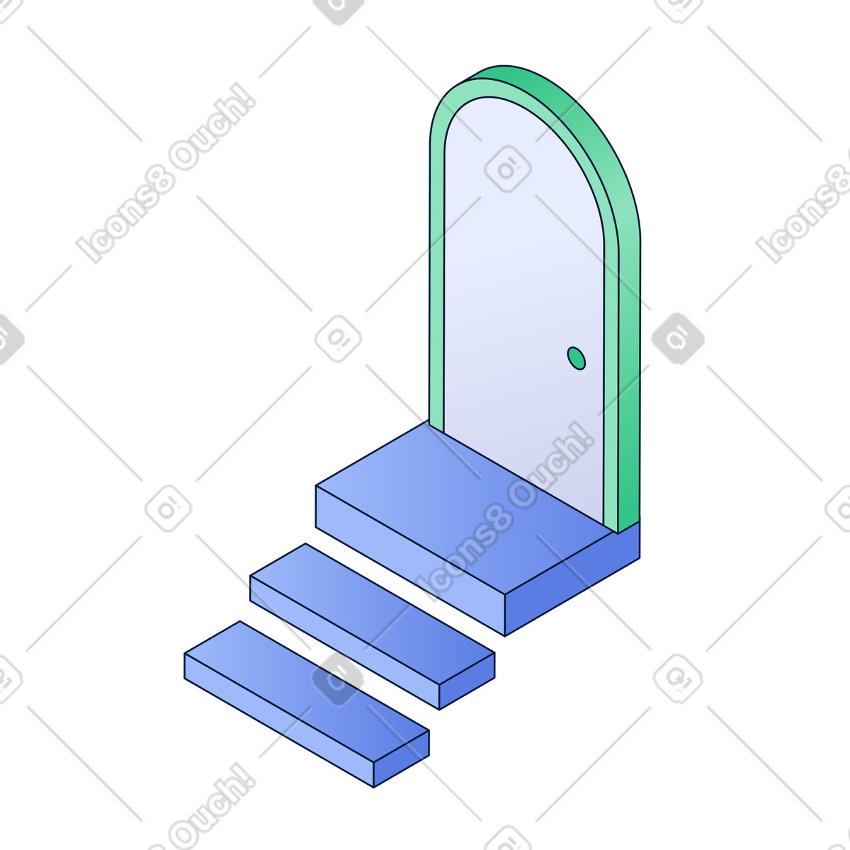 Closed door with stairs illustration in Neat style download in PNG, SVG