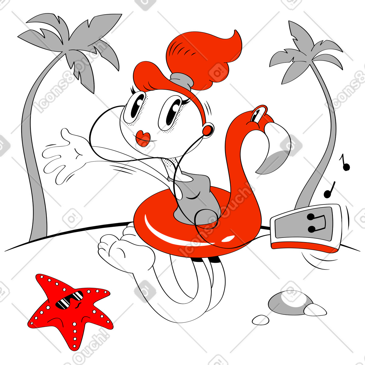Ilustração de Festa verão! em no estilo Looney para baixar em PNG, SVG