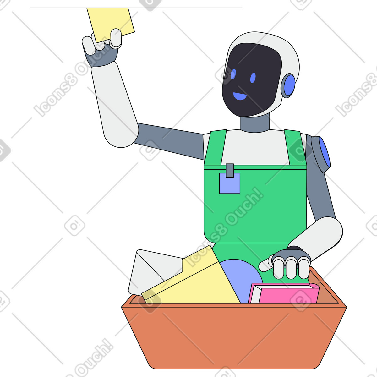 Intelligent data sorting agent,AI workflow optimization assistant, Automated information processing system illustration in Teko style download in PNG, SVG