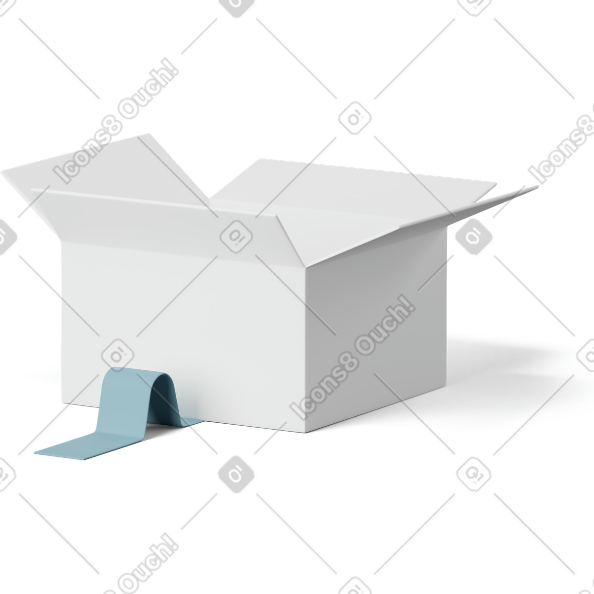 Open white cardboard box-Illustration im 3D Casual life-Stil als Download in PNG, SVG