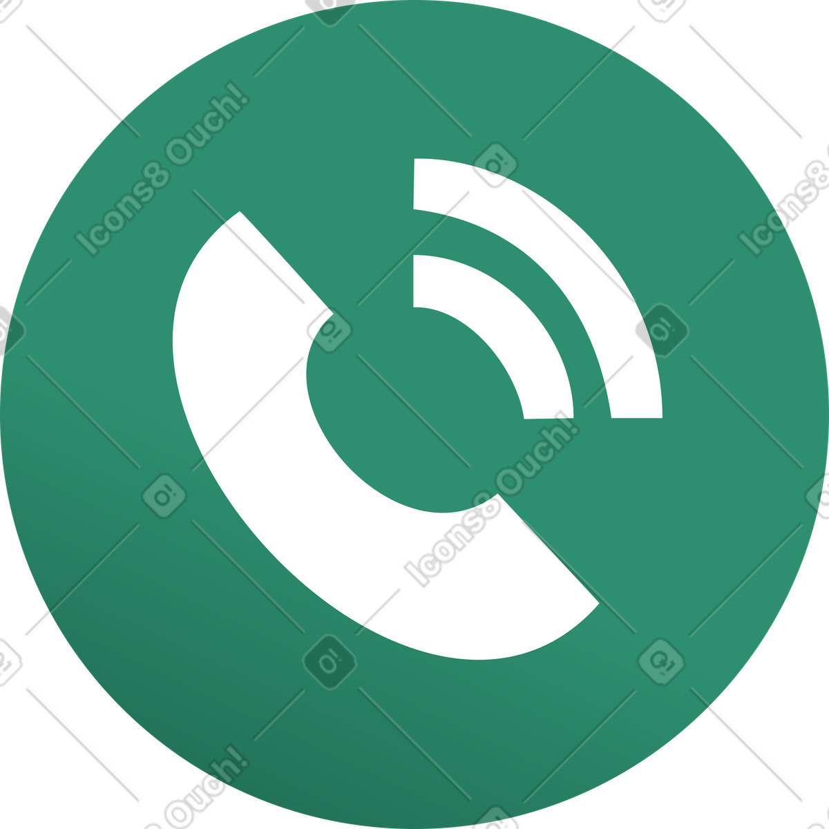 White telephone handset inside a green circle illustration in Wavy style download in PNG, SVG