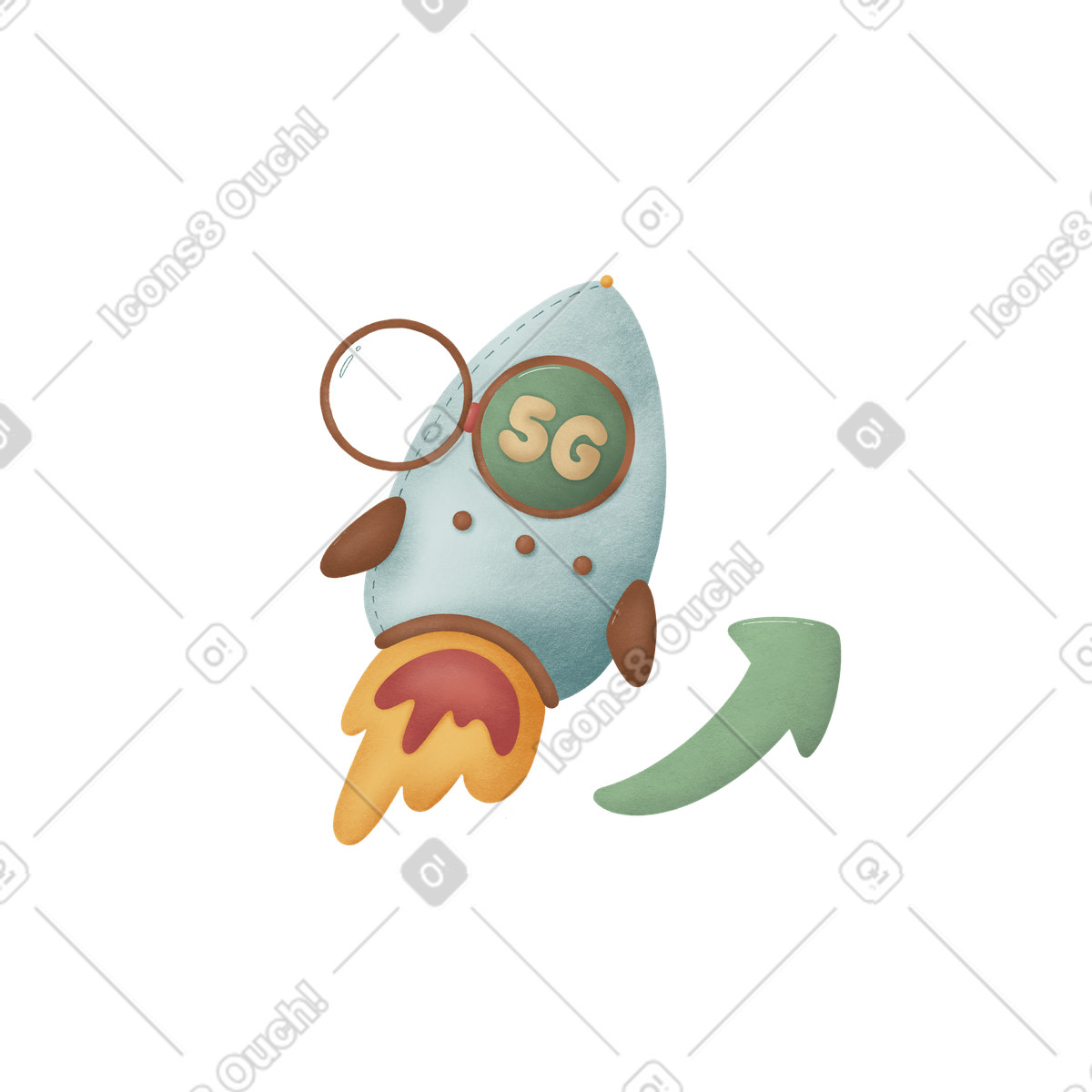Ilustração de Foguete com ícone 5g em no estilo Woolly para baixar em PNG, SVG