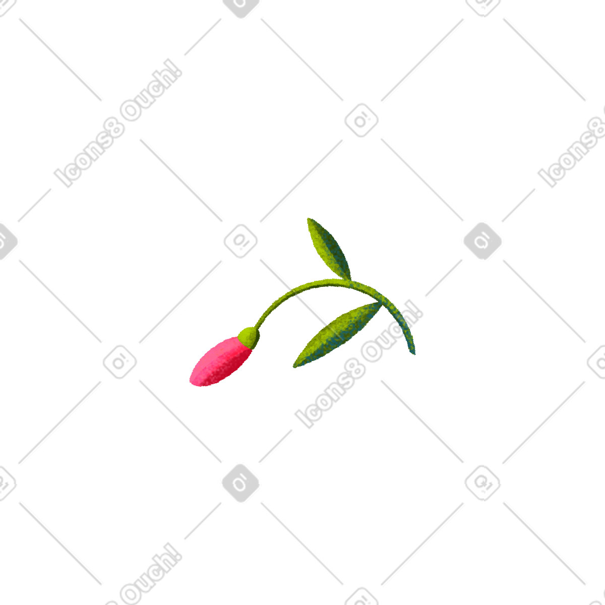 Illustration Short twig with red bud dans le style Lettering à télécharger aux formats PNG, SVG