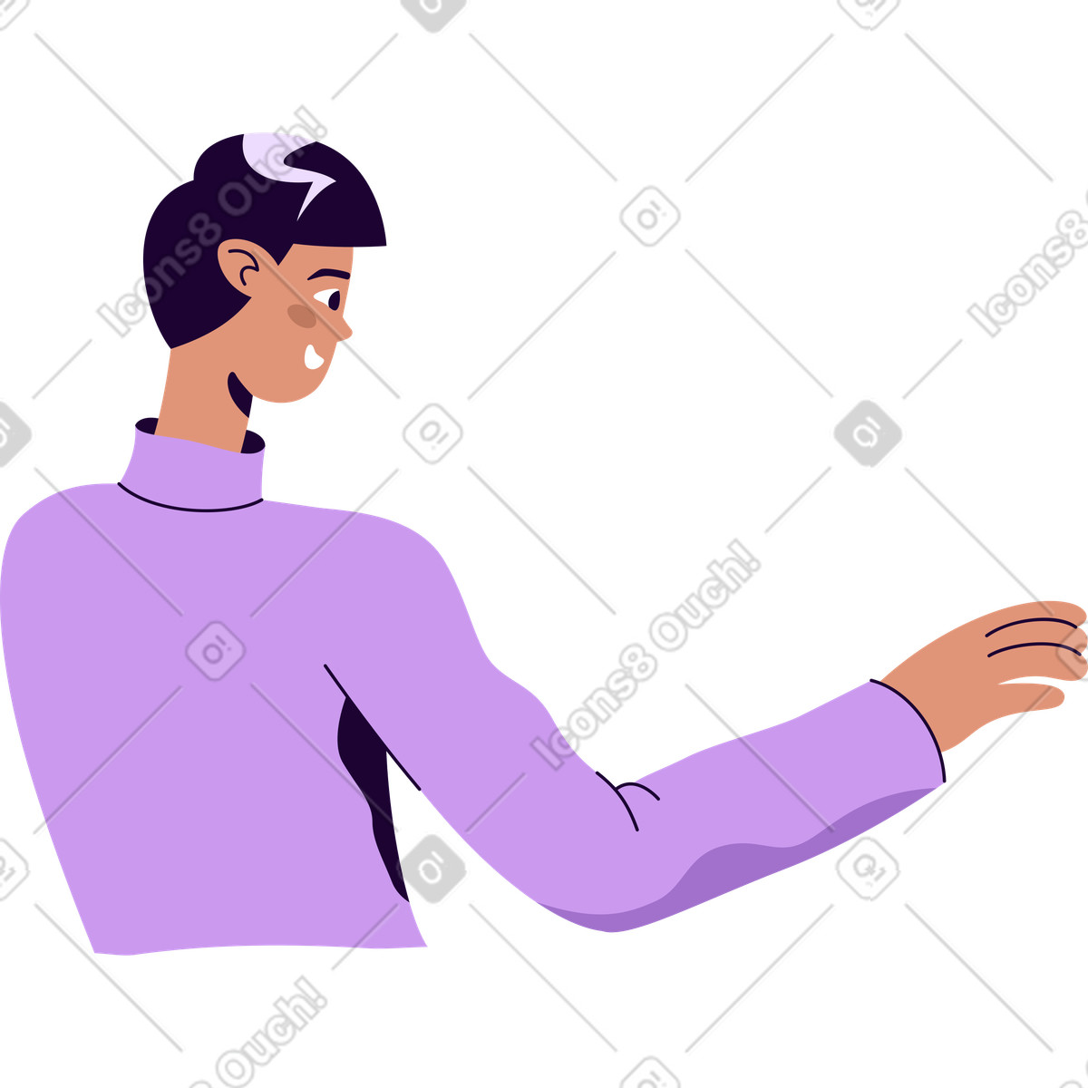 下载 Martina 风格的 穿紫色运动衫的家伙 插画，支持 PNG、SVG 格式