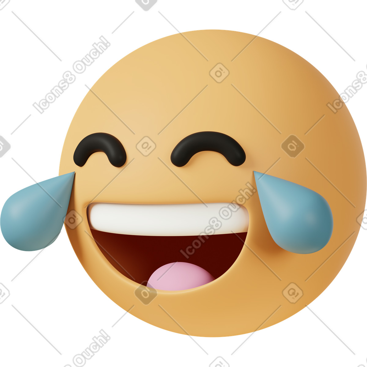 Three quarter view of face with tears joy illustration in 3D Casual life style download in PNG, SVG